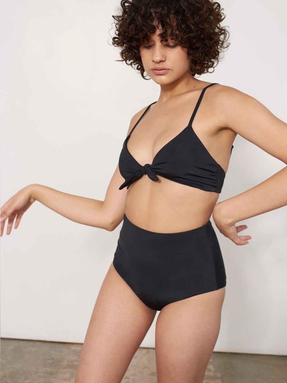 Mara Hoffman Black High-Waist Tie Bikini Set
